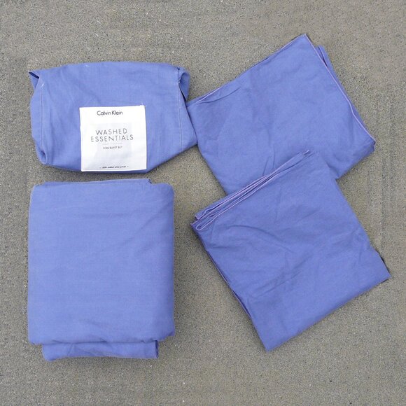 CALVIN KLEIN Washed Essentials king duvet cover set; Amethyst; made in India - Picture 3 of 4